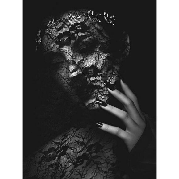 🆕Women Black Lace Hole Face Mask Gothic Sexy Halloween Spandex Cosplay Mask - Picture 3 of 5